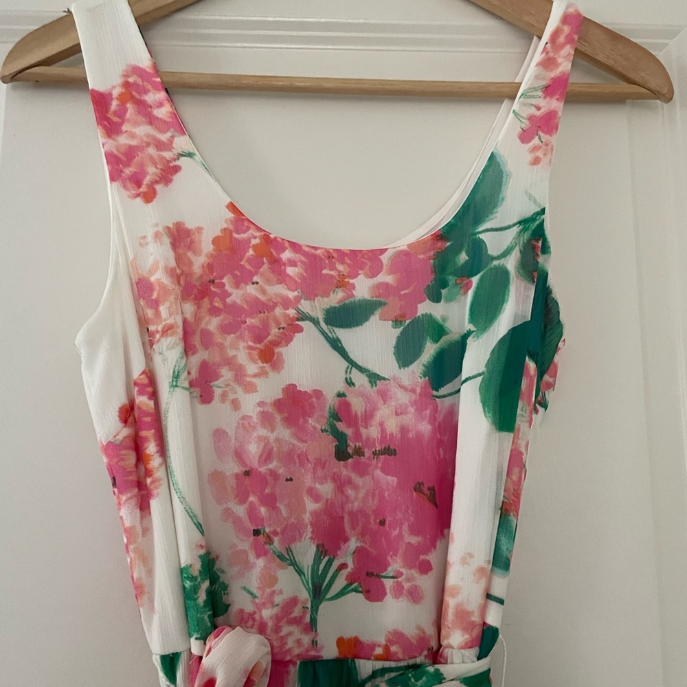 Calvin Klein White Maxi Dress with Pink & Green Floral Print - Picture 4 of 6
